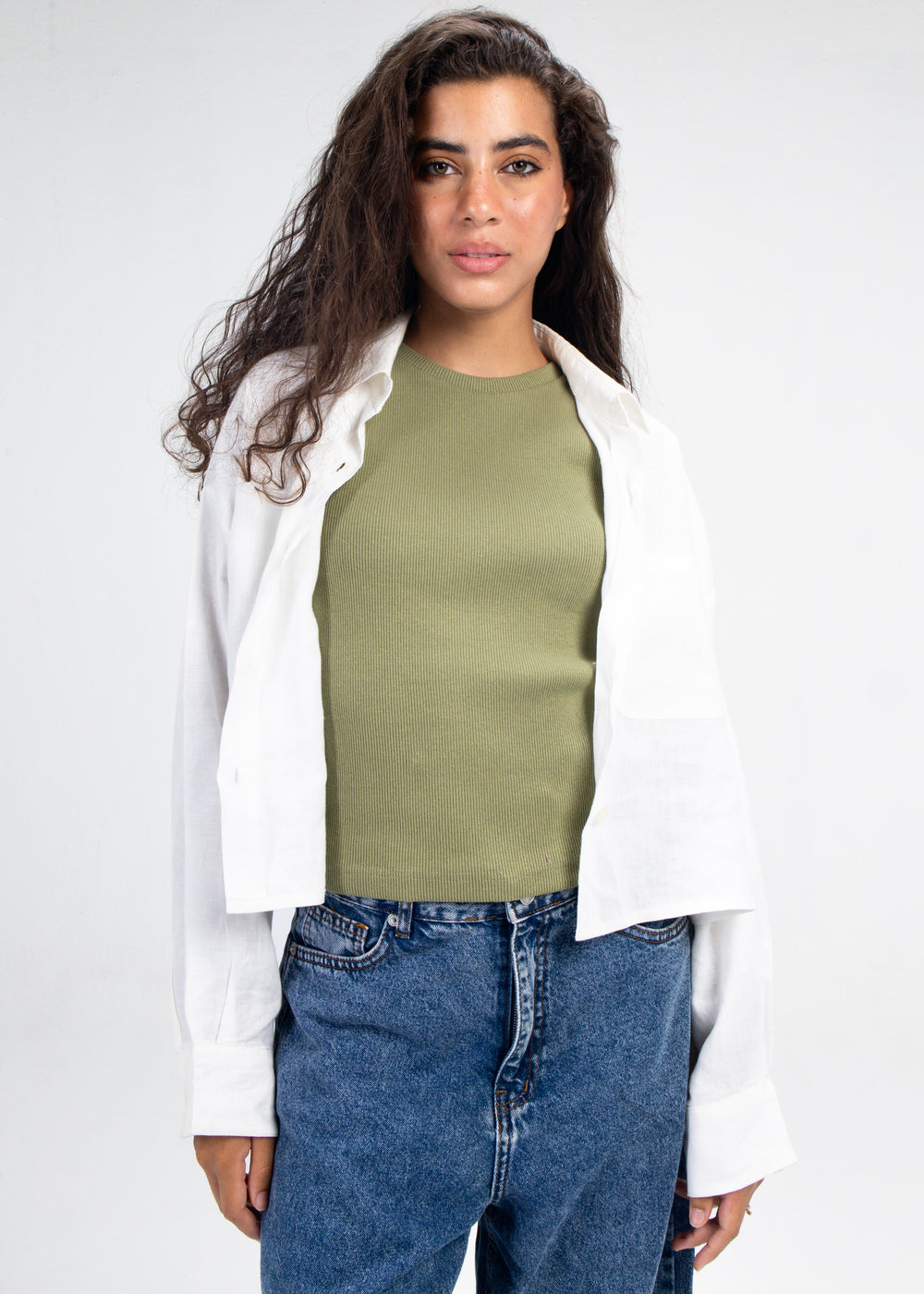 Ribbed Tank Top in Olive
