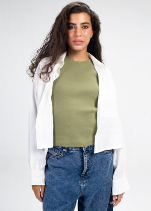 Ribbed Tank Top in Olive