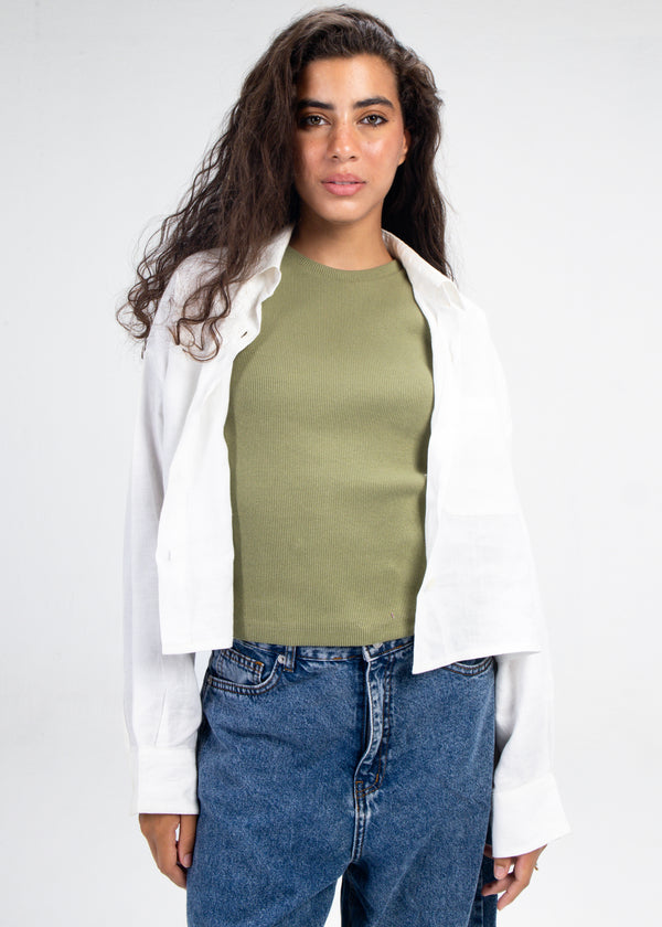 Ribbed Tank Top in Olive
