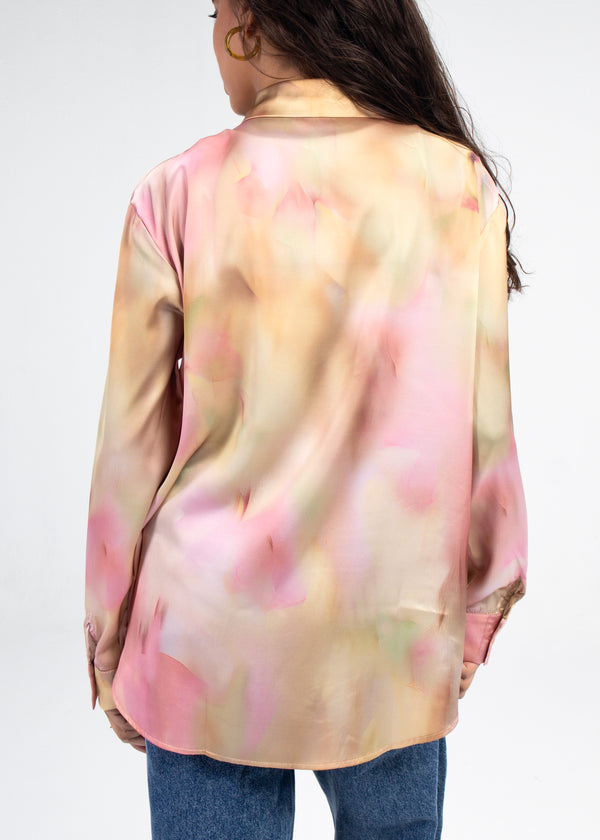 Printed Satin Shirt in Champagne