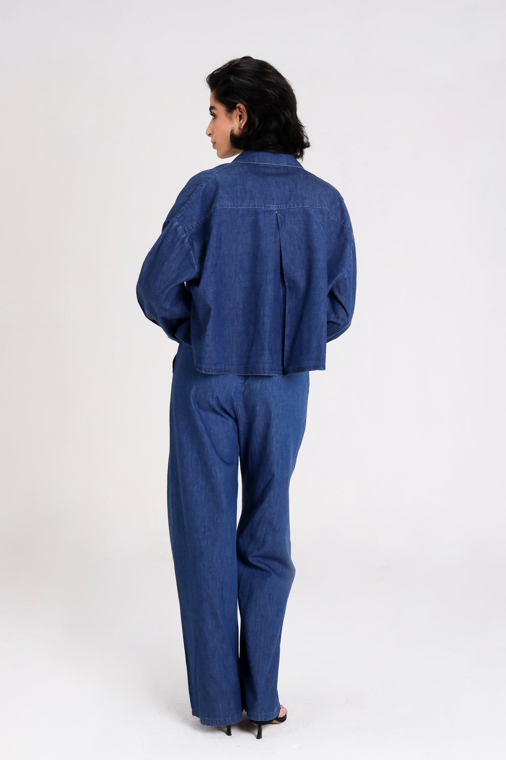 Wide Leg Pull on Jeans in Dark Blue