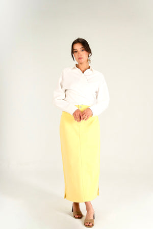 Straight Denim Skirt in Yellow