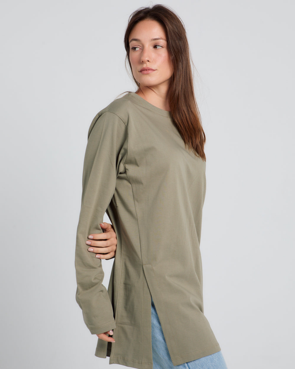 Easy To Do It Long Sleeve Tee in Olive
