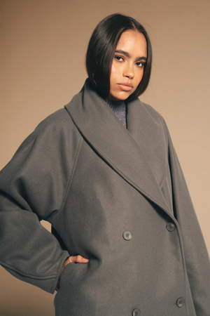 Double Breasted Cardigan in Dark Grey