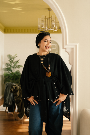 Studded Cape Top in Black