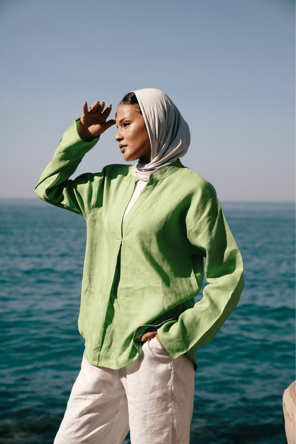 Mandarin Shirt in Lime