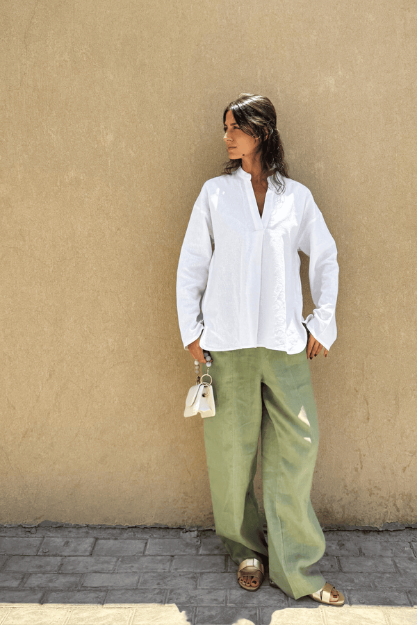 Mandarin Shirt in Offwhite
