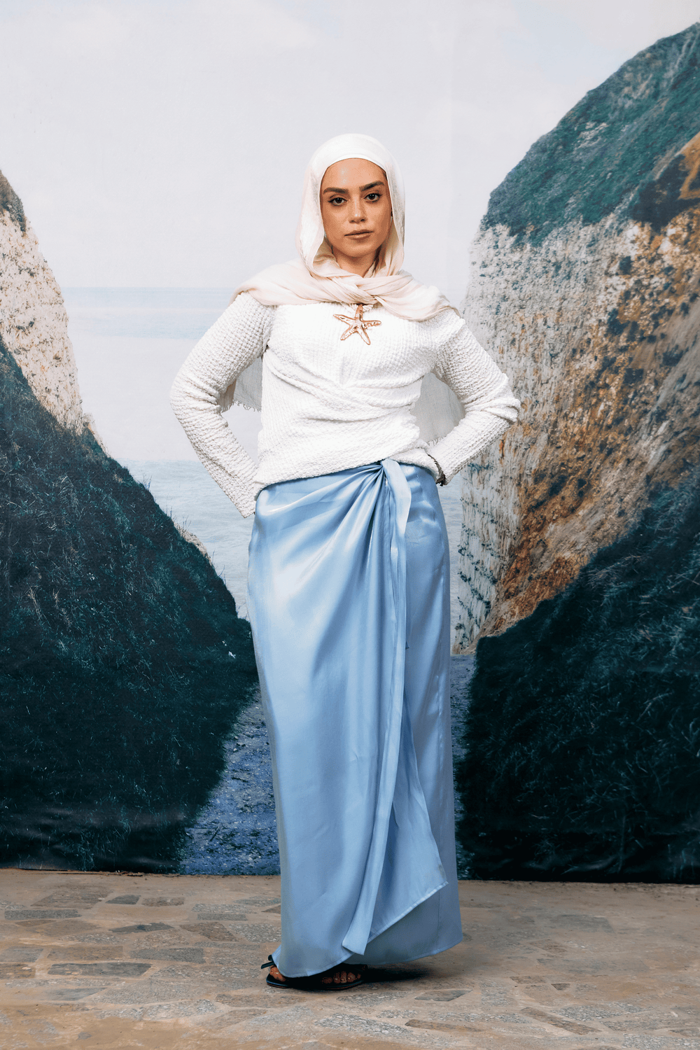 Shimmery Wrap Skirt in Blue