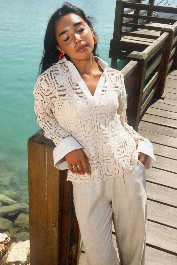 Crochet Linen Top
