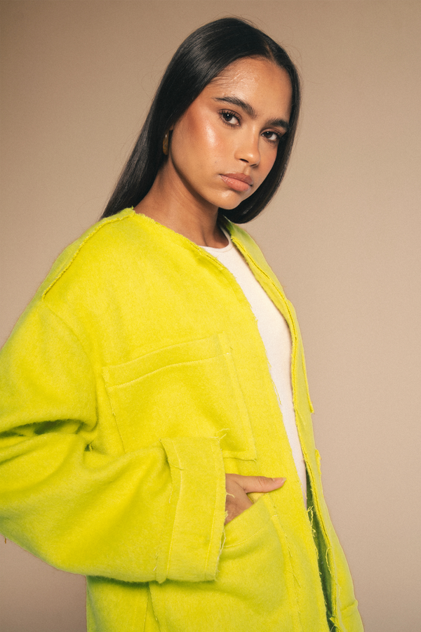 Mid-length Colored Jacket in Yellow