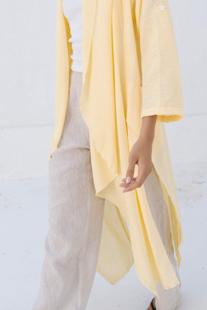 Long Drape Cardigan In Yellow
