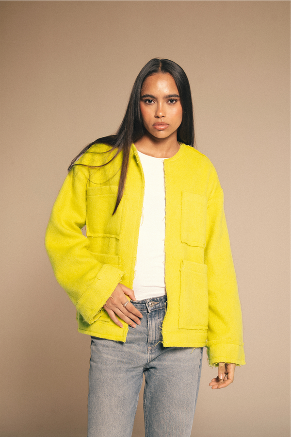 Mid-length Colored Jacket in Yellow
