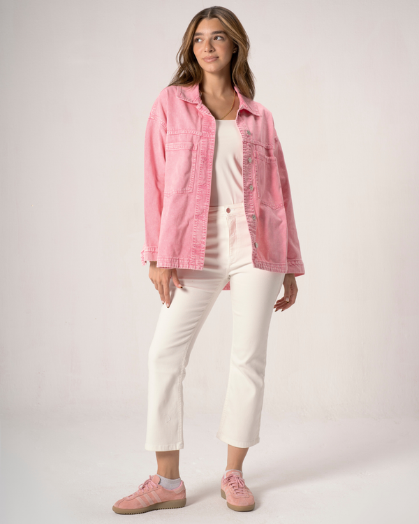 Oversized Denim Shirt in Pink