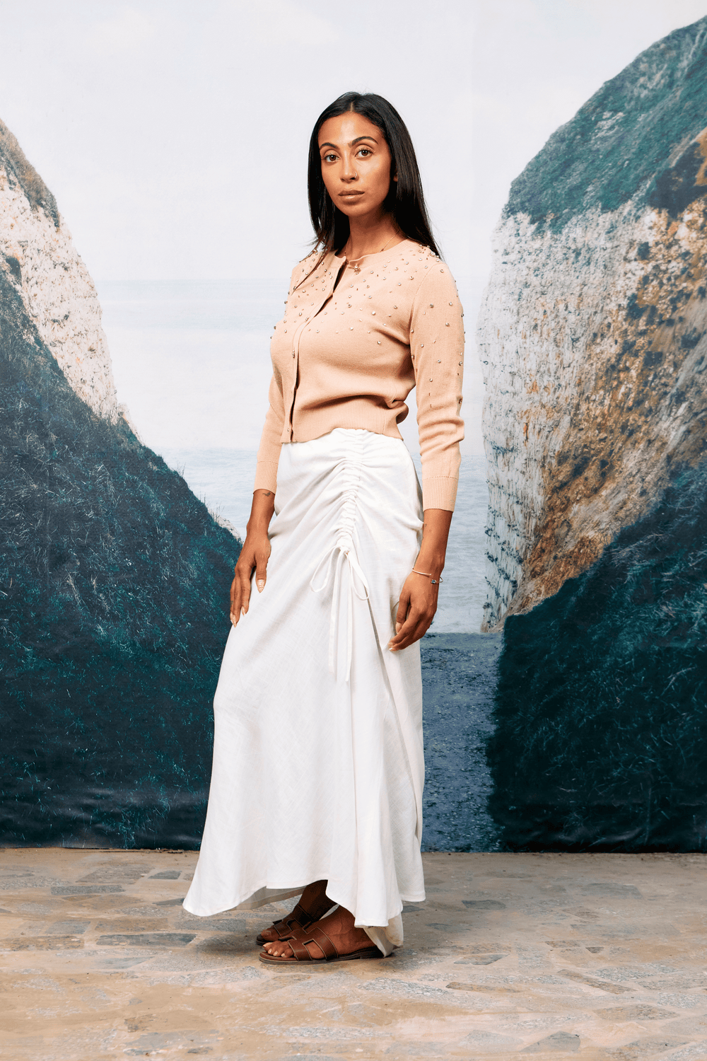 Drawstring Skirt in White
