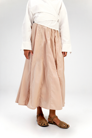 Godet Skirt in Beige