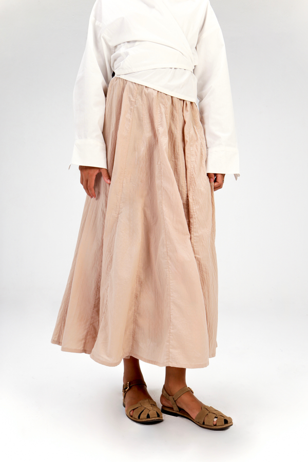 Godet Skirt in Beige