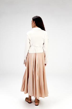 Godet Skirt in Beige