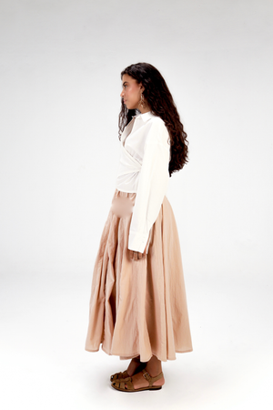 Godet Skirt in Beige