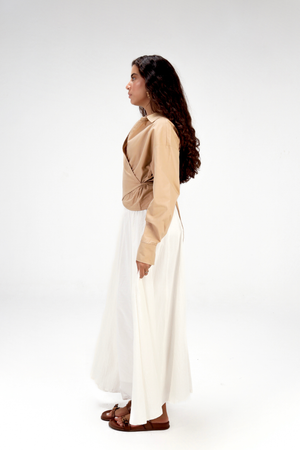 Godet Skirt in Offwhite