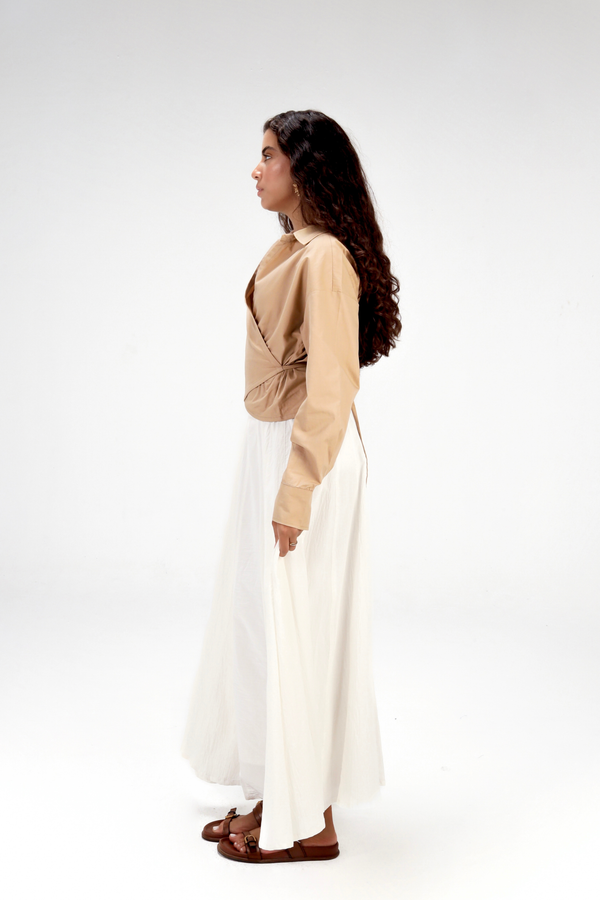 Godet Skirt in Offwhite