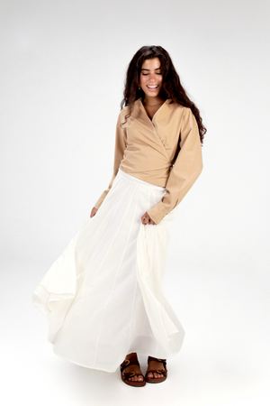Godet Skirt in Offwhite