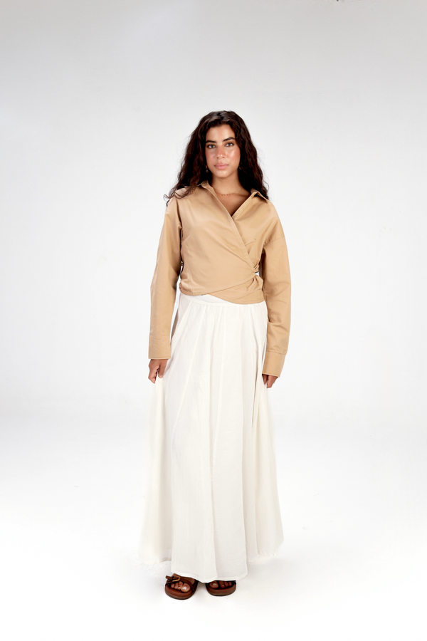 Godet Skirt in Offwhite