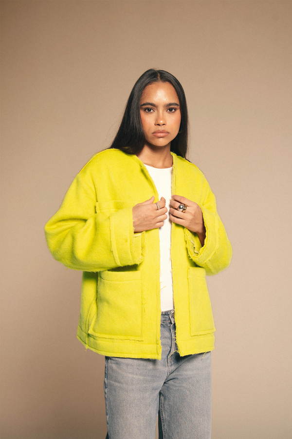 Mid-length Colored Jacket in Yellow