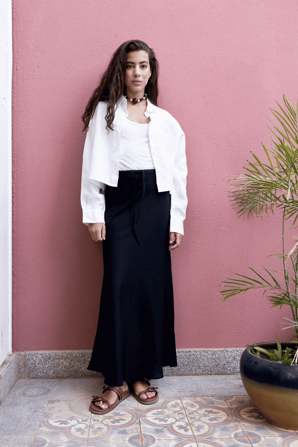 Linen Mermaid Skirt in Black