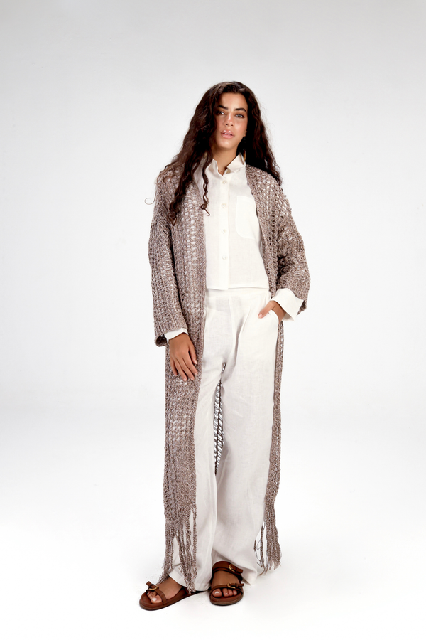 Fringed Crochet Cardigan