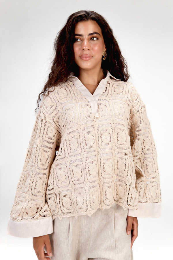 Crochet Linen Top