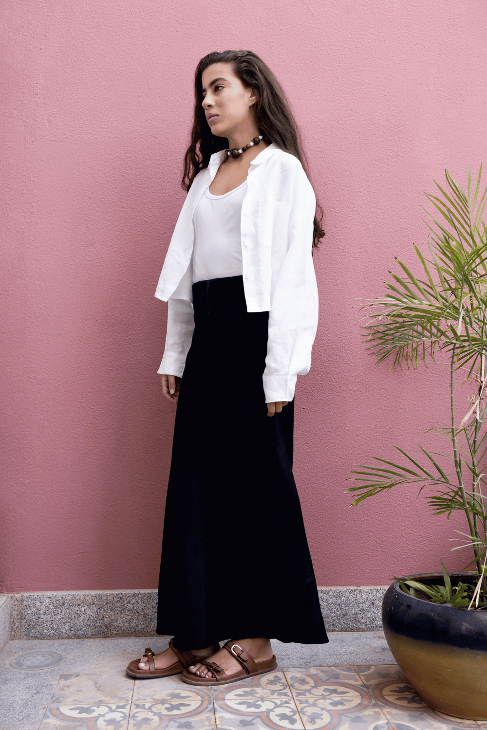 Linen Mermaid Skirt in Black
