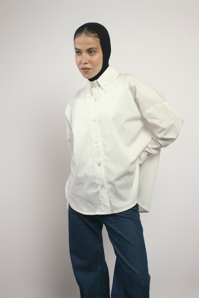 Double Collar Shirt In White