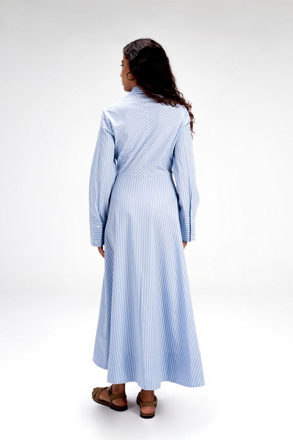 Striped Poplin Wrap Dress