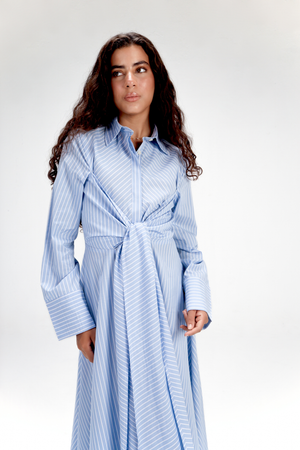Striped Poplin Wrap Dress