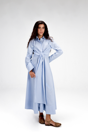 Striped Poplin Wrap Dress
