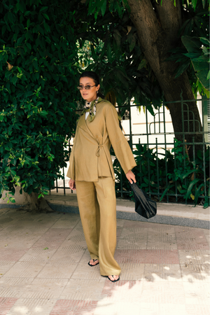 Linen Wrap top in Pistachio
