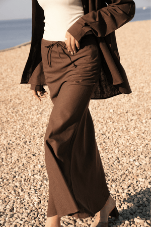 Linen Mermaid Skirt in Brown
