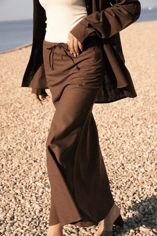 Linen Mermaid Skirt in Brown