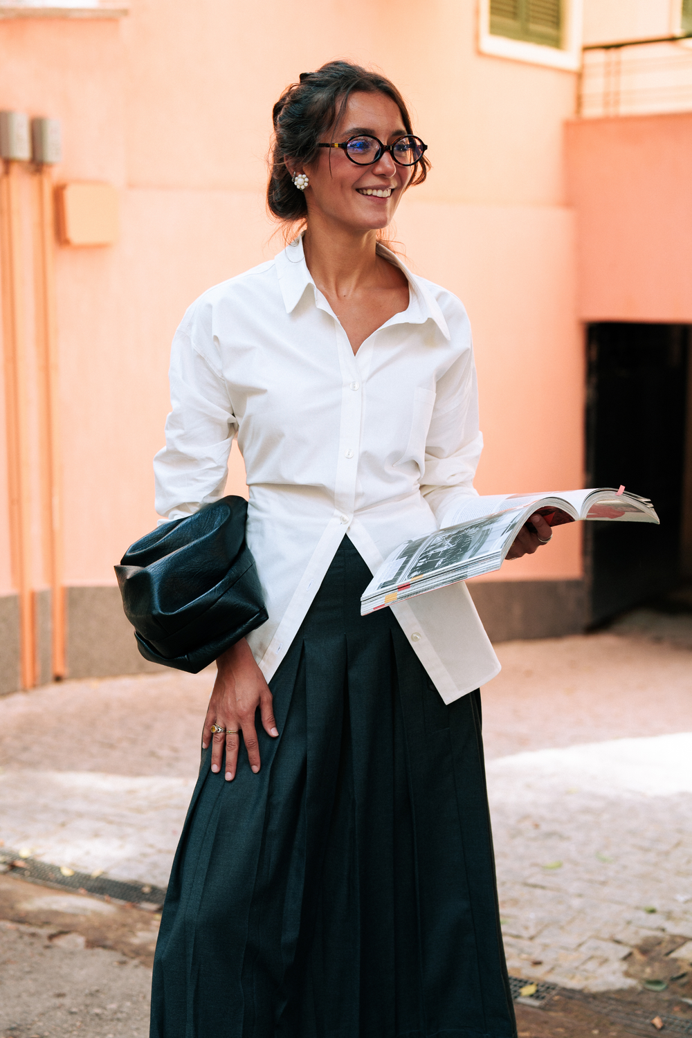 Poplin Shirt with Back Tie in White