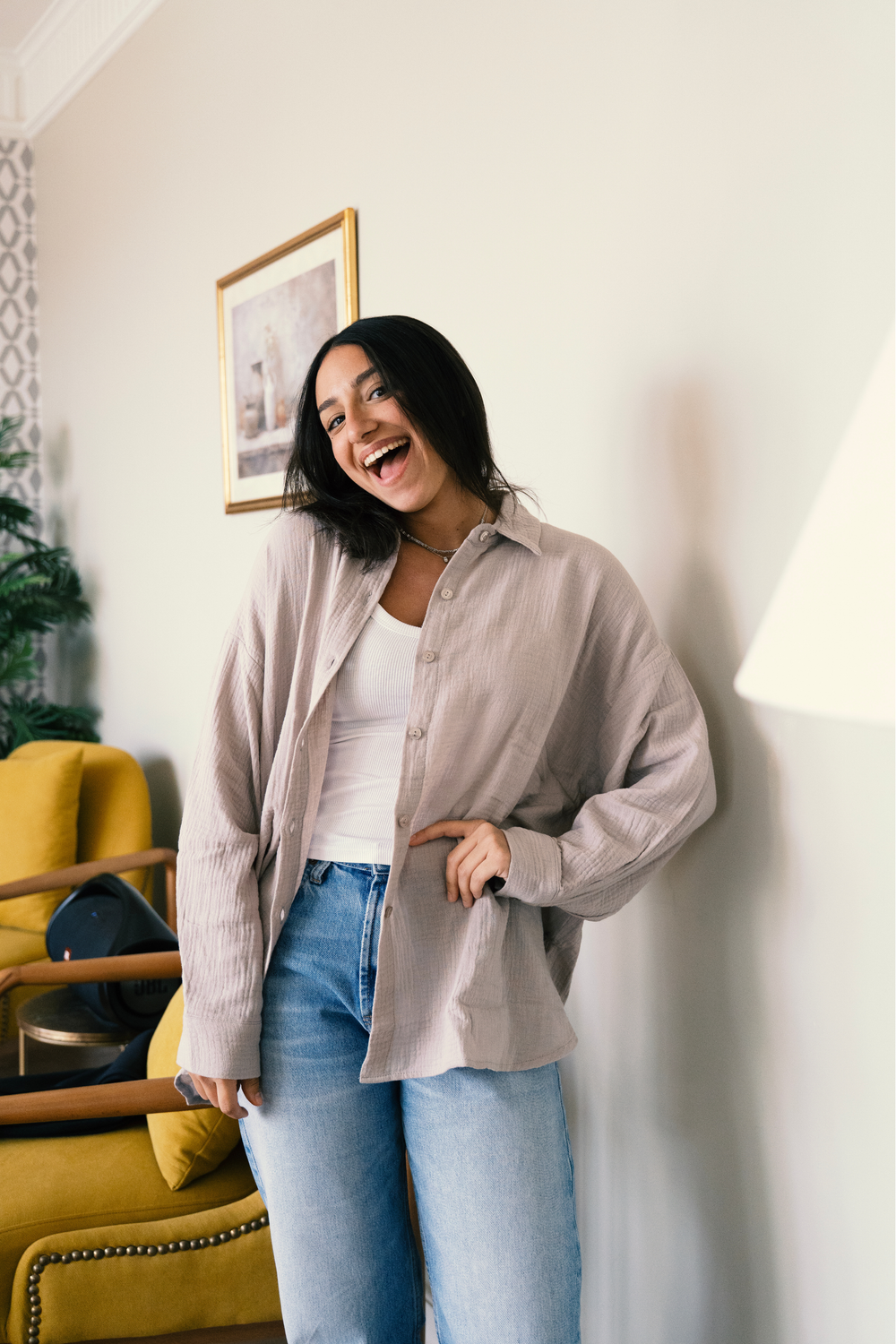 Cotton Muslin Shirt in Cafe