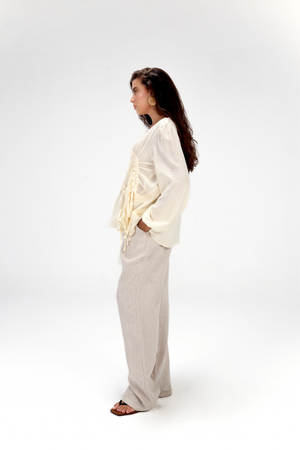 Asymmetric Ruched top in Off White