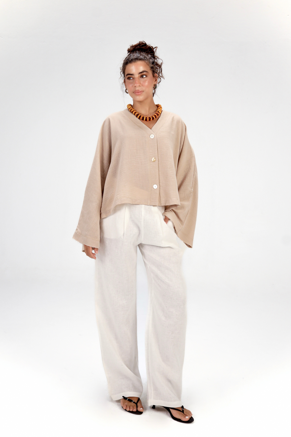 Back-Tie Top in Beige