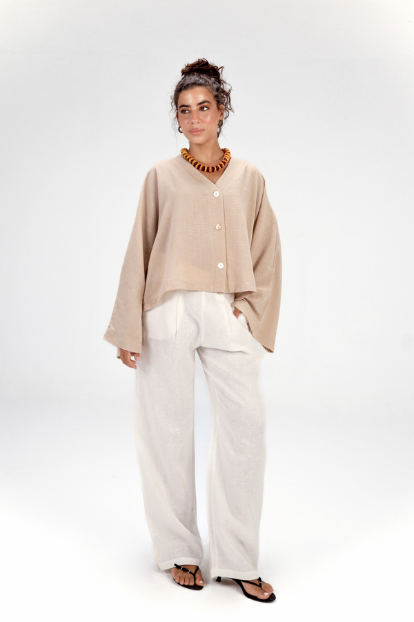 Back-Tie Top in Beige