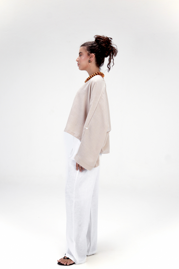 Back-Tie Top in Beige