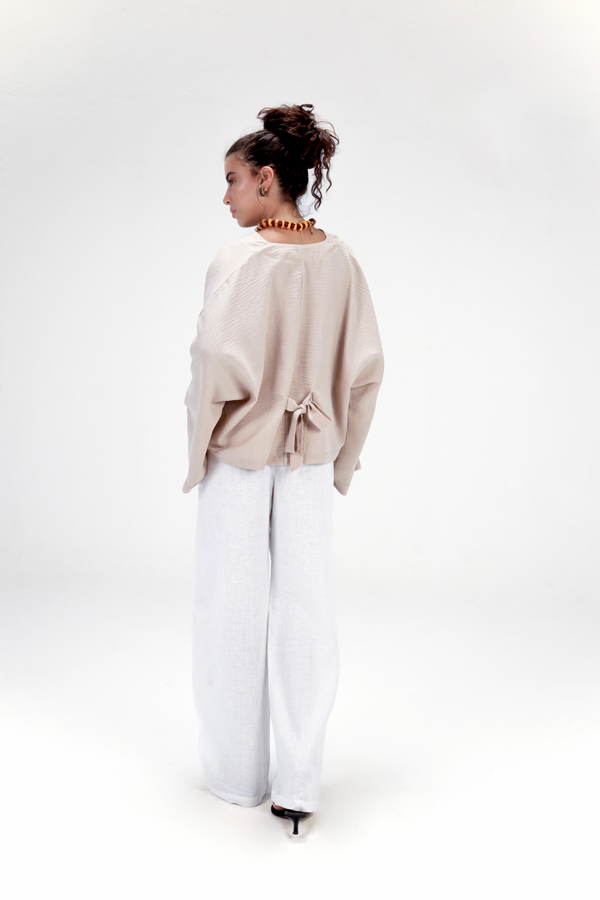 Back-Tie Top in Beige