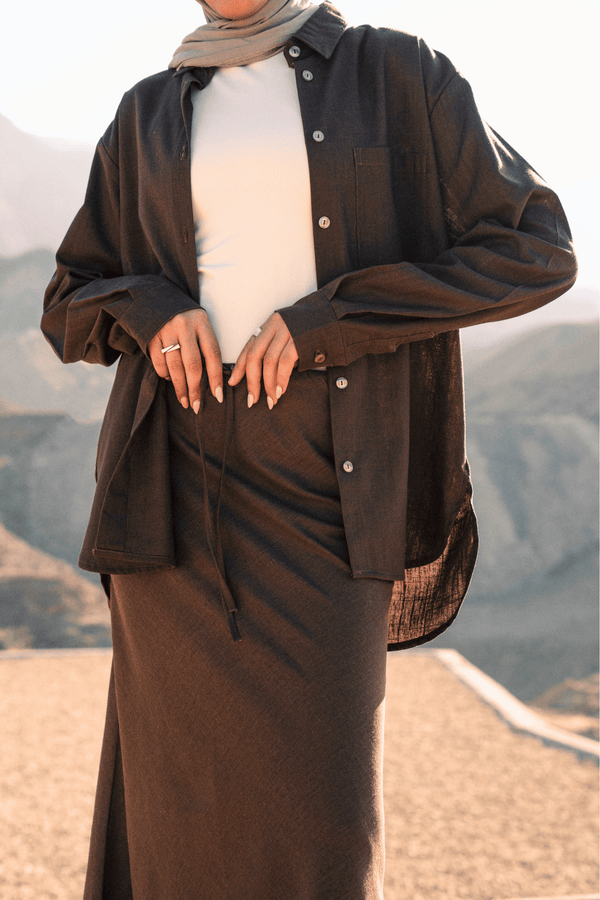 Linen Mermaid Skirt in Brown