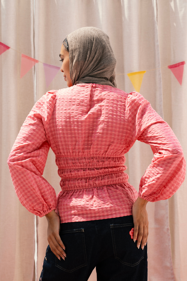 Smocked Neck Top