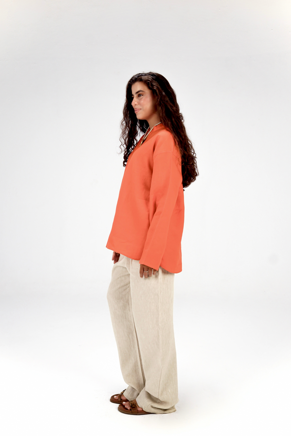 Mandarin Shirt in Burnt orange