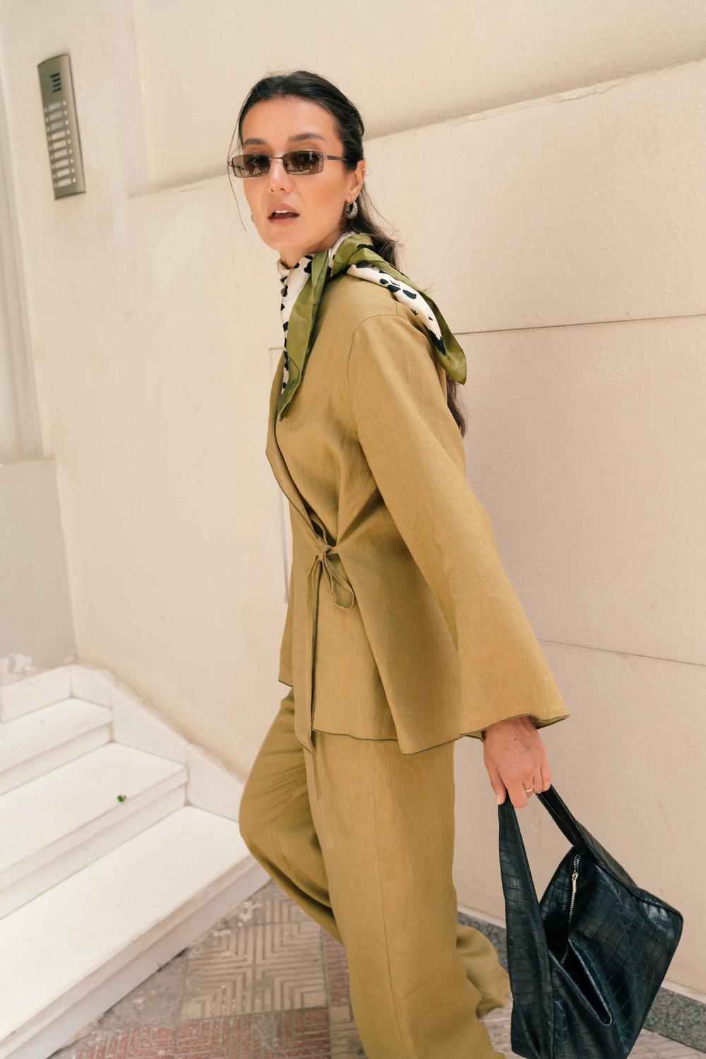 Linen Wrap top in Pistachio