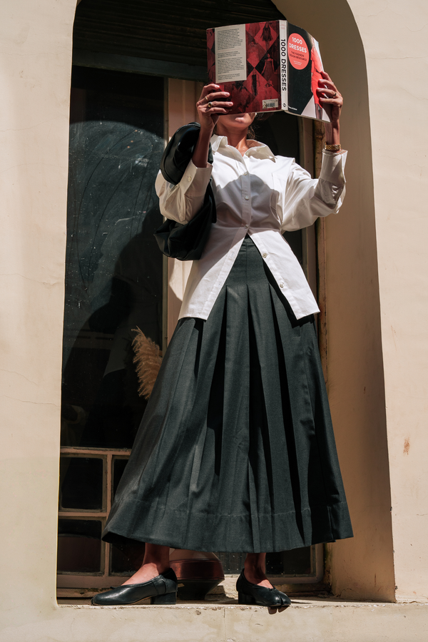 Classic Pleats Skirt in Dark Grey